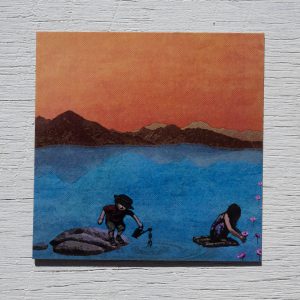 Harvest artwork magnet on white wood background