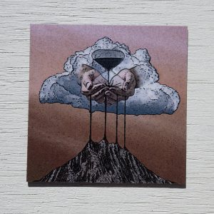 Losing Time artwork magnet on white wood background