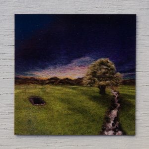 Renewal artwork magnet on white wood background