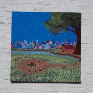 Twigs and Sticks artwork magnet on white wood background